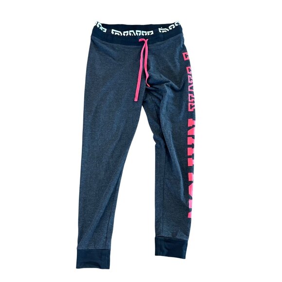 Pink By Victorias Secret Yoga Jogger Pants Womens M Charcoal Pink Nation Logo - Picture 2 of 5
